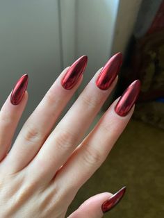 Maroon Crome Nails, Red Metallic Nails, Sparkly Winter Nails, Christmas Shellac, Christmas Shellac Nails, Winter Gel Nails, Viral Nails