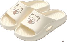 White Round Toe Sandals For Leisure, White Open Toe Sandals For Leisure, White Open Toe Leisure Slippers, Comfortable Non-slip White Sandals, Comfortable White Sandals For Leisure, White Slide Flip Flops For Leisure, White Flat Flip Flops For Outdoor, White Open Toe Slides For Leisure, Cute White Beach Slippers