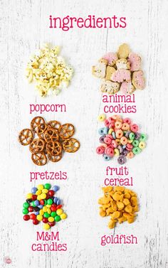 different types of ingredients for dog treats on a white wooden background with text overlay