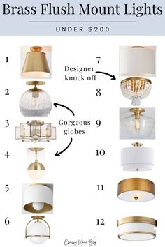 brass flush mount lights under $ 300 with instructions for the different shades and finishes to choose from