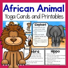 an african animal yoga cards and printables