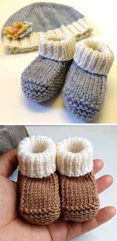 there are two pictures of baby booties in the same photo