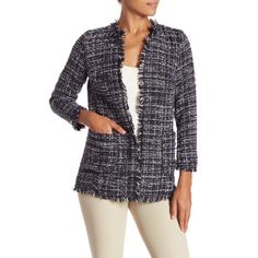 Nwt Catherine Malandrino | Patterned Boucle Knit Topper Cardigan Jacket Women’s Size Medium New With Tags Great Condition. No Rips, Stains, Or Holes. Color May Vary Due To Lighting Feel Free To Ask Any Questions. Same Day Ship . Accepting Most Offers Bundle & Save Aa Knit Long Sleeve Outerwear For Work, Chic Textured Knit Winter Outerwear, Chic Knit Outerwear For Fall, Spring Textured Knit Outerwear For Layering, Chic Textured Knit Outerwear For Fall, Winter Sweater For Brunch, Chic Knit Outerwear For Layering, Fitted Fall Brunch Blazer, Trendy Knit Outerwear For Work