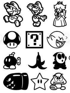 several different types of mario and luigi's head stickers on a white background