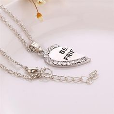 Limited Stock Available - Click "ADD TO CART" To Get Yours Now Wish to make your friendship eternal by establishing a bond of love. Get this Arimonz 2pcs Best Friends Forever Necklace for Women Heart Pendant Best Friend Necklace Friendship Jewelry which is an ultimate way to make your love for your best friend stronger. A symbol of your everlasting friendship. Specifications: Metals Type: Zinc Alloy Pendant Size: 3cm/1.18 inch Chain Type: Link Chain Material: Crystal Package Includes: 1*2pcs Bes Friend Letter, Bff Girls, Forever Necklace, Necklace Chain Types, Bff Necklaces, Crystal Heart Pendant, Best Friend Necklaces, Friendship Jewelry, Couple Necklaces