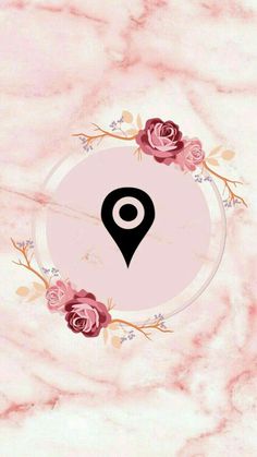 a pink marble background with flowers and a pin on the map pointer for your text