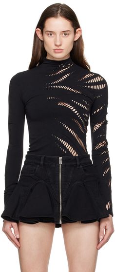 Find MUGLER Black Cutout Turtleneck on Editorialist. Stretch nylon jersey turtleneck. · Perforated detailing throughout · Rolled edge at collar Supplier color: Black Linkin Park Concert, Bestie Fashion, Androgynous Clothing, Elevated Athleisure, Berlin Club, Mugler Black, Victorian Conservatory, Tactile Art, Cutout Shirts