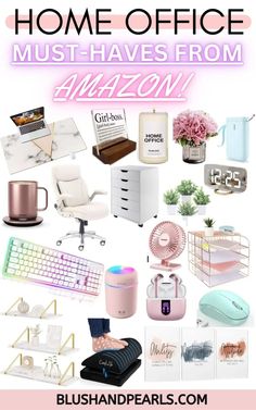 the ultimate guide to home office must haves from amazon, blush and pearl pink