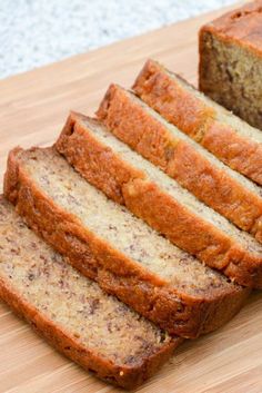 slices of banana bread on a cutting board