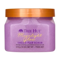 Reveal soft, glowing skin with the mood-soothing scent of Tree Hut Moonlight Glow Shea Sugar Scrub! Made with Sugar, Shea Butter, Snow Mushroom, Magnesium, Amethyst Powder, a grounding functional fragrance, and a blend of six natural oils, this body exfoliator scrub deeply nourishes and balances skin hydration to help restore your skin's natural glow, while helping reduce tension and promoting a sense of deep calm and balance. The thoughtful ingredients work together to hydrate, renew, and smoot Tree Hut Body Scrub, Shea Sugar Scrub, Sephora Skin Care, Shower Skin Care, Sugar Body, Natural Exfoliant, Sugar Body Scrub, Skin Care Items, Tree Hut