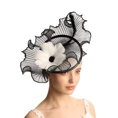 PRICES MAY VARY. Material: This classy looking fascinator is made of feather and sinamay, black fascinator with different color of flower to match your dress. Size: The fascinator hats for women measures 16.53"x11.22"x12.2". Type: Fascinator headband make it super easy to put on your head. Occasion: These fascinator hats for women are just the right accessory for Kentucky Derby, Preakness event , Royal Wedding, Tea party, bridal shower, Cocktail, Church, etc. Tips: If the fascinator lost the bes White Derby Hat, Wedding Tea Party, Blue Fascinator, Black Fascinator, Sinamay Hats, Boho Festival Fashion, Wedding Tea, Fascinator Headband, Feather Fascinators