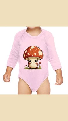 Colorful Baby, Mushroom Print, Fashion Boy, Hooded Denim Jacket, Baby Colors, Fashion T Shirt, Baby Cartoon, Long Sleeve Onesie, Baby One Piece