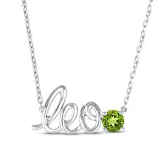 This stellar necklace features "Leo" spelled out in swirling 10K white gold letters. A peridot punctuates the word art, adding eye-catching color. The pendant suspends from an 18-inch cable chain that secures with a spring ring clasp. Leo Necklace Zodiac, Leo Necklace, Zodiac Leo, Necklace Clasps, Peridot Stone, Kay Jewelers, White Necklace, Gold Letters, Accessories Jewelry Necklace