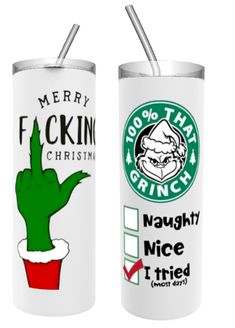 Grinch Terra Cotta Pot, Christmas Cold Cup Designs, Funny Christmas Tumbler Ideas, Cricut Glass Cups Christmas, Plastic Tumbler Ideas, Gnome Tumbler Ideas, Holiday Tumbler Ideas, Grinch Tumbler Ideas, Grinch Gift Ideas