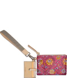 From Consuela&#x2C; this wristlet features:Molly ConsuelaCloth™ exterior Diego leather five-slot card wallet with D-ring Juanis metallic-textured wristletTrimmed in natural&#x2C; untreated leatherApprox. 4.875" (H) x 7.375" (W) PouchApprox. 3” (H) x 4” (W) CardholderApprox. 9” L WristletMade in MexicoImported. Dillard's, Lifestyle Brands, Card Wallet, Pouch, Exterior, Wallet, Handbags, Ring, Floral