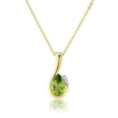 9ct Yellow Gold Diamond and Pear Peridot Pendant on Chain MMCH038-6YDPER-Ogham Jewellery Peridot Pendant, Making Stuff, Pear Cut, Quality Diamonds, Gold Diamond, Pear, Gold Necklace