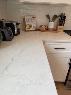 the kitchen counter is clean and ready for us to use