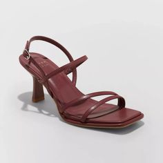 Burgundy Strappy Heels, Strappy Low Heel Sandals, Open Toe Kitten Heels, Square Toe Sandals, Short Heels, Prom Heels, Strappy Top, Maroon 5, Strappy Sandals Heels