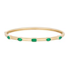 Our Multi Bangle is a true staple for any jewelry collection. It's chic and modern with it's play on the various shaped gemstones. It also adds the perfect pop of color to your wristgame. Be warned, they're addictive! 14k yellow gold and diamonds, pink sapphires, emerald, or black spinel Gemstone weight approximately 1.30ct Length 7 inch (oval shaped) Bangle width 3.25mm Hidden closure with side push clasp Please allow 4-6 weeks for production if not in stockCustom lengths available upon request 14k Gold Gemstone Bangle Fine Jewelry, Modern 14k Gold Gemstone Bracelets, Spinel Gemstone, Black Spinel, Pink Sapphire, Color Pop, Jewelry Collection, Emerald, Sapphire