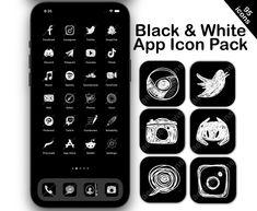 the black and white app icon pack