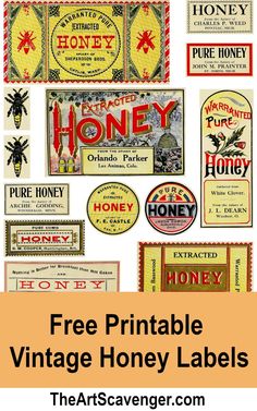 free printable vintage honey labels from the art scavenger