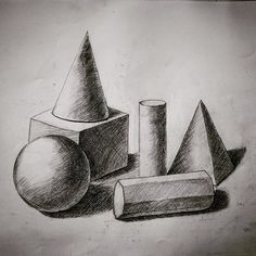 pencil drawing of different shapes and sizes