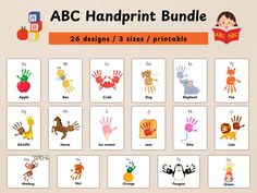 the abcc handprint bundle includes 26 designs / 3 sizes / printables