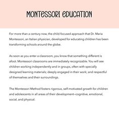 the montessor education manual for children