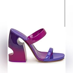 Off -White Sandals. In My Opinion Although It Is A Size 37, They Run Small. I Am A True 37/7 Foot. I Wore These Outside Once. Dimensions: Heel: 12cm, Sole: 1.5cm 100% Calf Leather Made In Italy Colors: Purple And Fuschia Summer Purple Patent Leather Heels, Modern Purple Open Toe Heels, Purple Heels With Sculpted Open Heel, Modern Purple High Heels, Modern Purple Heels For Evening, Tie Heels, Off White Shoes, Bow Pumps, Black Leather Pumps