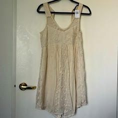 Questions? Leave A Comment Below! Beige Sundress With Lace Trim, Cream Midi Dress With Lace Trim For Day Out, Beige Cotton Mini Dress With Lace Trim, Cream Midi Dress With Lace Trim For Summer, Beige Lace Trim Sundress, Casual Beige Midi Dress With Lace Trim, Beige Summer Mini Dress With Lace Trim, Beige Lace Trim Mini Dress For Summer, Beige Lace Trim Summer Mini Dress