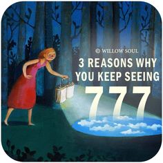 a woman in a red dress holding a bucket with the words, 3 reason why you're seeing 777 willow soul reads