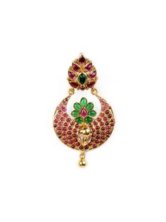 This contemporary designer pendant and earring set showcases exquisite chandbali-inspired designs, embellished with vivid red spinal ruby and lustrous green emerald stones, along with charming ball dangles. The central 3D peacock figure within the chandbali design adds a captivating touch, transforming the entire ensemble into a fresh and eye-catching masterpiece. The pendant features a center hook for attaching the chain, as shown in the picture. Note: Chain is not included in the sale. Please refer to the pictures of the jewelry worn on a model to get a clear idea of the size. Condition: New. This product is intricately designed and meticulously handcrafted with exceptional care by our skilled silversmiths, employing traditional Indian techniques. Every jewelry piece from Sashastrends be Fusion Style Festive Pendant Earrings, Festive Temple Jewelry Pendant Earrings, Festive Fusion Pendant Earrings, Hallmarked Pendant Earrings For Festive Occasions, Ruby Chandbali Gemstone Jewelry, Red Pendant Temple Jewelry Earrings, Fusion Chandbali Ruby Jewelry, Fusion Ruby Chandbali Jewelry, Traditional Round Pendant Earrings For Wedding