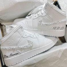 sneakers White Custom Sneakers With Rhinestones For Wedding, Custom White Wedding Sneakers, Customizable White Wedding Sneakers, White High-top Custom Sneakers With Rhinestones, White High-top Sneakers For Wedding, Custom Wedding Sneakers With Rhinestones, Custom Wedding Sneakers With Round Toe, Wedding Custom Sneakers With Rhinestones And Round Toe, Custom Sneakers With Round Toe For Wedding