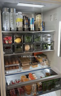 an open refrigerator filled with lots of food