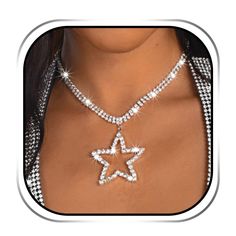 PRICES MAY VARY. Rhinestone Star Crystal Necklace is made of alloy and rhinestone, If you want to have a necklace suitable for matching, this necklace is your ideal choice. Silver Sparkly star necklaces length 13.6IN/34.5CM,extension chain 9.6IN/24.5CM, you can adjust it to your own size so as to let this concise necklace around your neck perfectly. Dainty star necklace chain have silver color, it is small, delicate and lightweight but with good color and shiny. Rhinestone star necklaces chain f Star Necklaces, Necklaces Length, Star Crystal, Necklaces Chain, Nightclub Party, Pendant Necklace Silver, Chain For Women, Star Pendant Necklace, Jewelry Dainty