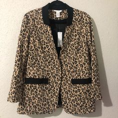 New With Tags Retains For $355.00 Comes With Extra Buttons Perfect To Wear To The Office Or Special Occasion Bundle & Save Leopard Print Fitted Blazer For Work, Fitted Leopard Print Blazer For Work, Elegant Leopard Print Outerwear For Work, Pink Suede Jacket, Olive Coat, Blue Blazer Women, Tan Suede Jacket, Drape Jacket, Suede Blazer