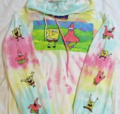 NICKELODEON SPONGEBOB PATRICK MEN'S HOODIE - SIZE SMALL                  New with Tag  Genuine Licensed product purchased at a major national retail store                                 HIGHLIGHTS: *  Screen print features Spongebob & Patrick    - both arms feature both characters as well    - Tie dye *  Drawstring Pullover Hoodie *  60/40 Cotton Poly blend *  Men's size Small SMOKE FREE HOME I ship within 24 hours of cleared payment via USPS PRIORITY MAIL which includes delivery confirmation. Fun Cotton Hoodie, Fun Cotton Hooded Hoodie, Fun Cotton Hoodie With Cartoon Print, Spongebob Outfit, Tie Dye Men, Spongebob Patrick, Nickelodeon Spongebob, Men Stylish Dress, Spongebob Squarepants