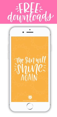 an iphone with the text free printables on it, in white and orange