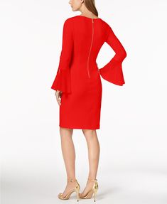 Calvin Klein Chiffon-Bell-Sleeve Sheath Dress & Reviews - Dresses - Women - Macy's Classic Sheath Dress, Christmas Dining Room, Review Dresses, Fragrance Gift Set, Timeless Gifts, Family Pajamas, Womens Tights, Dresses Women, Socks And Tights