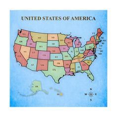 a map of the united states of america with all its capital and major cities on it