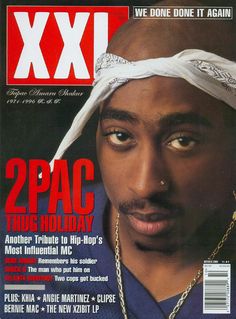 the cover of xxi magazine featuring 2pac on his face and wearing a bandana