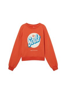 Details: Long sleeve cotton crewneck sweatshirt in soda pop orange Ribbed hem and cuffs Needle-point vintage 'Try Soda' embroidery on front Small 'Urla' embroidery on back Classic fit Pair with "Orange Soda" Sweatpants Materials & Care: 84.3% Cotton, 15.7% Polyester Hand wash | Dry clean Do not bleach Size & Fit: Model is 5'7", Bust 32, Waist 24, Hips 35, wearing a size S Item #: IL4SW33 Orange Soda, Zip Coat, Cashmere Jacket, Soda Pop, Wool Blazer, Wool Jacket, Puffer Coat, Logo Embroidered, On Back