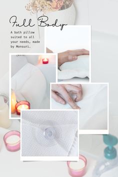 a collage of photos showing how to make a full body pillow for your bed