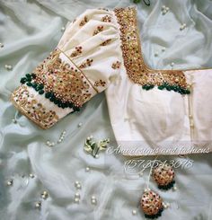 White Blouse Designs, Gold Blouse Designs, Cutwork Blouse Designs, Blouse Design Images, Wedding Blouse Designs