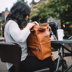 Lily Diaper Backpack With Handles - CleverMade Diper Bags, Bag Photoshoot, Leather Book Bag, Stroller Straps, Book Bags, Leather Book, Leather Backpacks, Leather Books, Beige Shoes