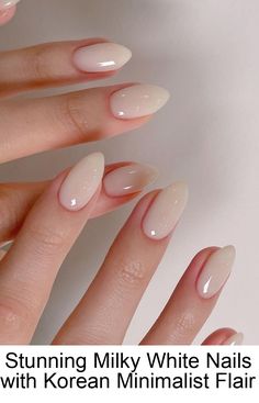 Stunning Milky White Nails with Korean Minimalist Flair Diy Nails Tutorial, Sophisticated Manicure, Birthday Nail Designs, 2023 Nail, Milky Nails, Nude Nail Polish, Nude Nail Designs, Geometric Nail, Classic Nails