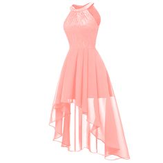 Pink Halter Lace Chiffon Evening Dress Chiffon Lace Evening Dress For Summer, Summer Evening Chiffon Dress With Lace, Fitted Chiffon Dress With Lace Patchwork For Party, Sleeveless Lace Chiffon Dress For Summer, Sleeveless Lace Chiffon Summer Dress, Summer Georgette Chiffon Prom Dress, Summer Georgette Chiffon Dress For Prom, Spring Wedding Guest Chiffon Georgette Dress, Pink Chiffon Midi Dress For Wedding Guest