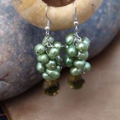 Look lovely and elegant with our Green Cluster Dangle Earrings with Crystal. The cluster of green synthetic pearls has a fresh and simplistic feel that will go great with any ensemble. The multi-faceted crystal at the bottom adds charm to the earrings. Wear them to a cocktail party or a wedding! Earrings 2.5"L x 1.75"W. Fashion Apron, Earring Jewelry Box, Lace Tape, Towel Crafts, Pencil Case Stationery, Baby Hair Accessories, Spa Gifts Set, Diy Tags, Anklet Bracelet