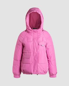 Details: Long-sleeve puffer jacket with hood designTopLength: NormalSleeveLength: Long Sleeves Materials:95% Polyester + 5% Spandex Puffer Jacket With Hood, Hood Design, Cherry Baby, Pants Details, Jacket With Hood, Hair Wear, Cargo Pant, Comedy Funny Videos, Infant Tees