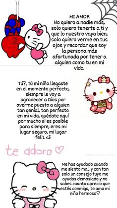 the instructions for how to draw hello kitty and her spider webpages in spanish